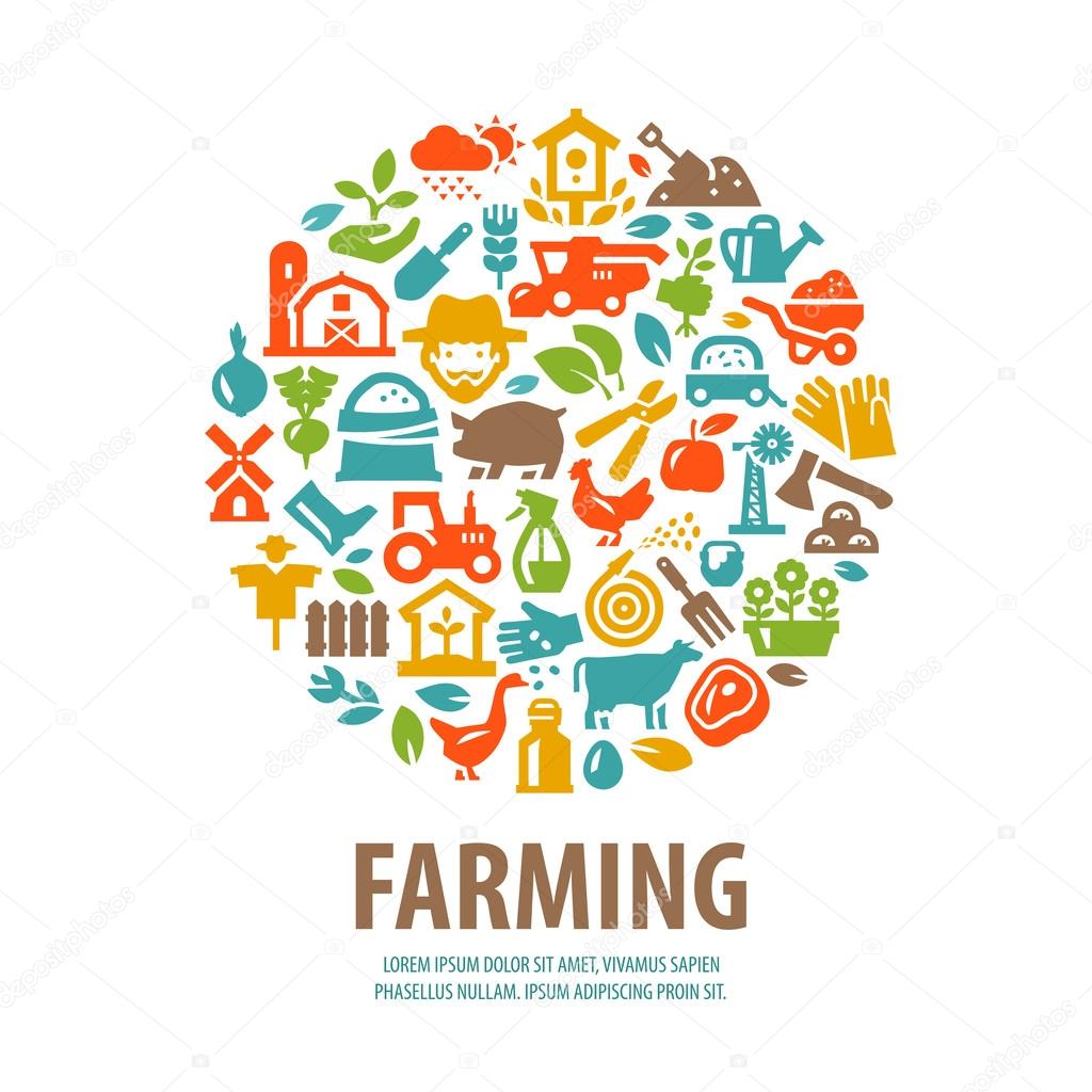 Farm. Set of icons on a white background. vector illustration
