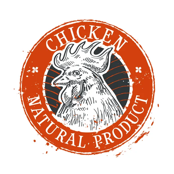 Plantilla de diseño de logotipo de vector de pollo. gallo o icono de granja — Vector de stock