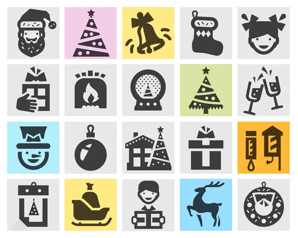 Conjunto de Navidad iconos negros. signos y símbolos — Archivo Imágenes Vectoriales