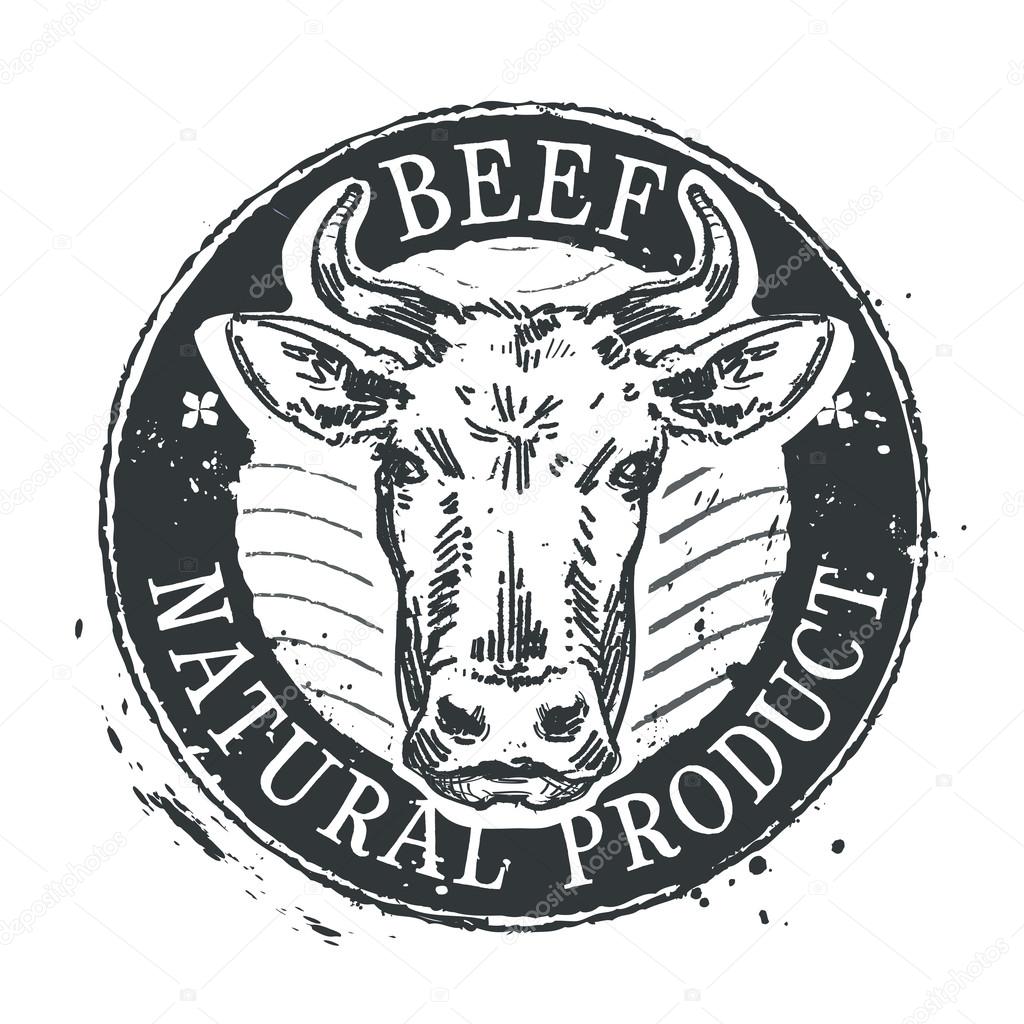 Cow head on white background. vector illustration