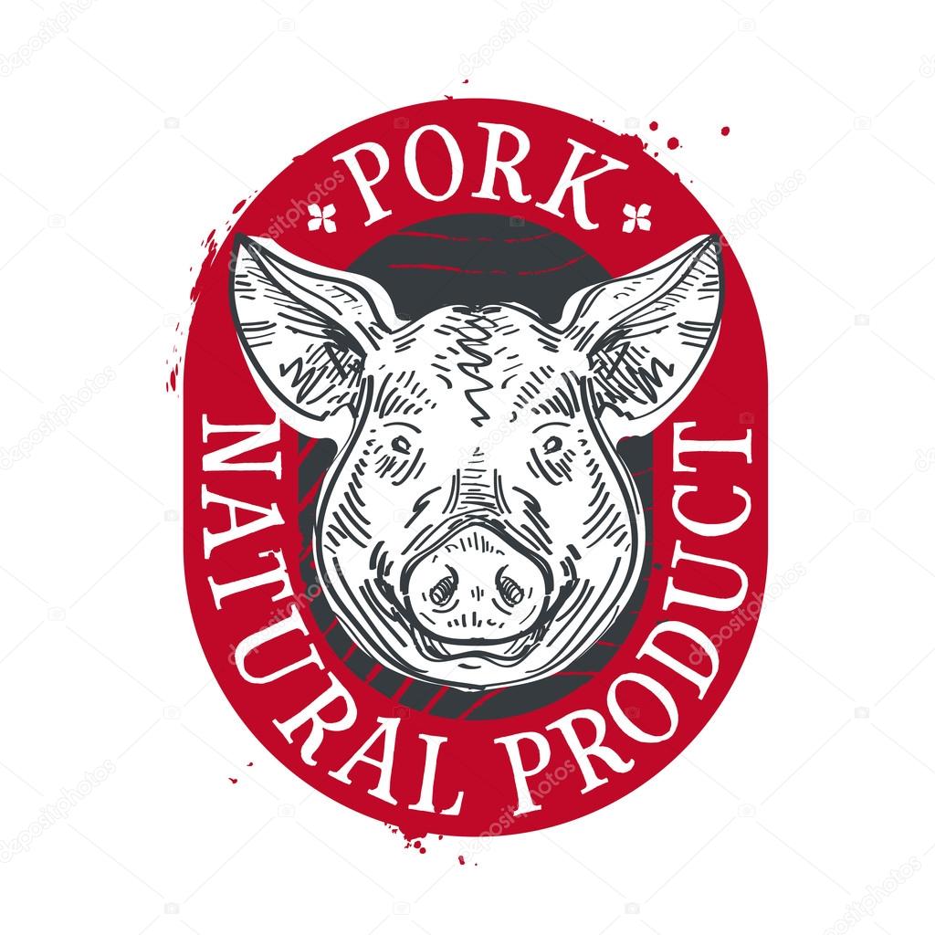 pork vector logo design template. pig or meat icon