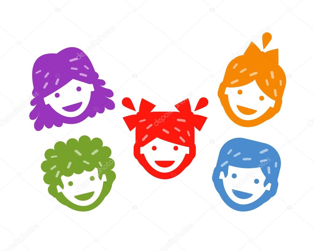 smiling kids on a white background. vector illustration