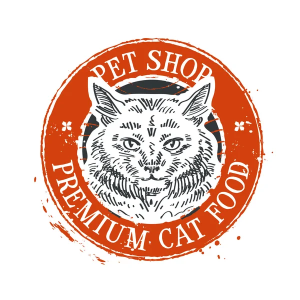 Πρότυπο σχεδίασης λογότυπο φορέα κατάστημα κατοικίδιων ζώων. εικονίδιο γάτα ή τροφίμων — Διανυσματικό Αρχείο