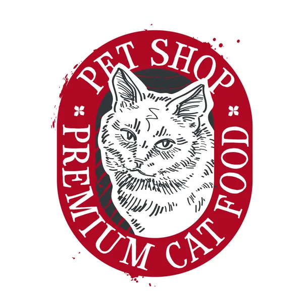 Modello di design del logo vettoriale del negozio di animali domestici. cibo o icona del gatto — Vettoriale Stock