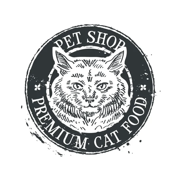 Зоомагазин векторний шаблон дизайну логотипу. їжа або кіт, значок кошеняти — стоковий вектор