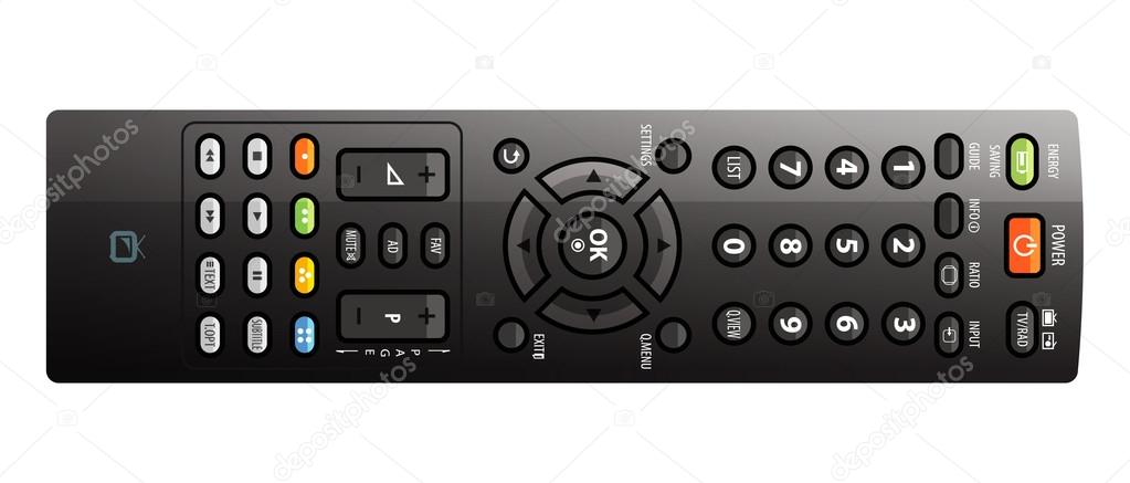 TV remote on a white background
