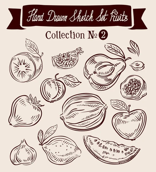 Fruit. Hand-drawn Doodle vector set — Stock Vector