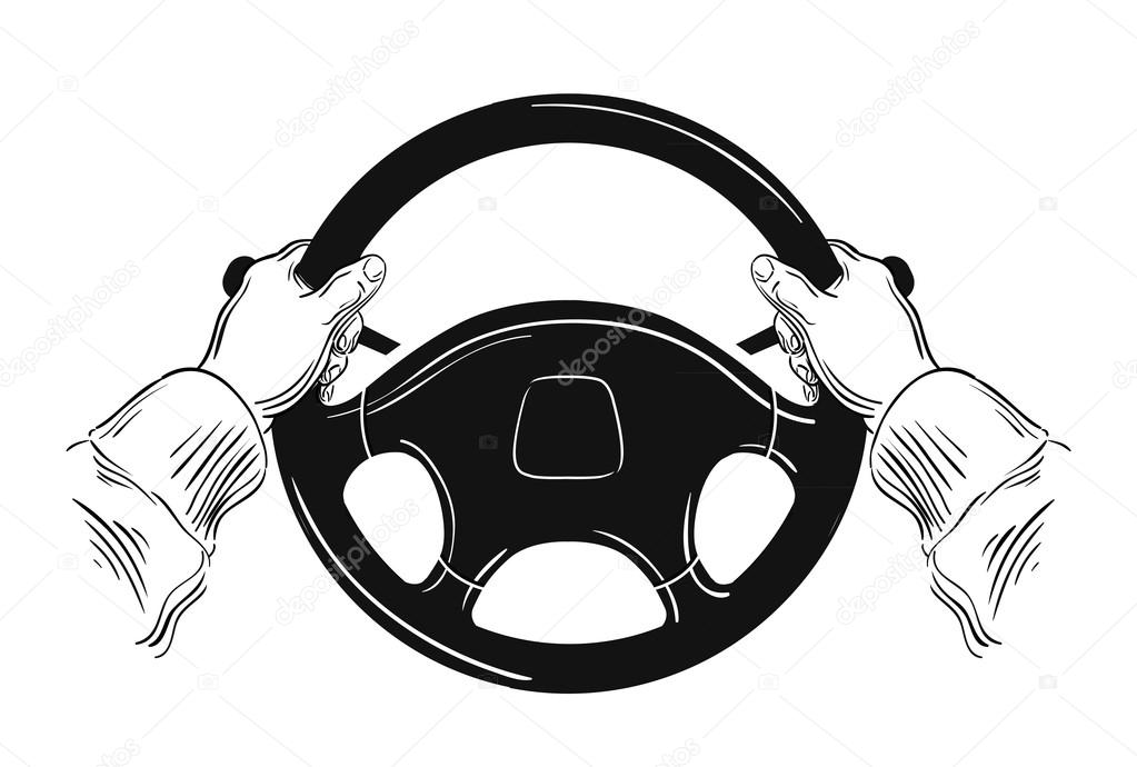 hands on car steering wheel