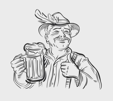 Oktoberfest vektör logosu. Bira, bira veya içki simgesi