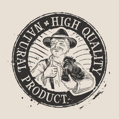 tavuk çiftliği vektör logosu. tavuk, çiftçi veya tarım simgesi