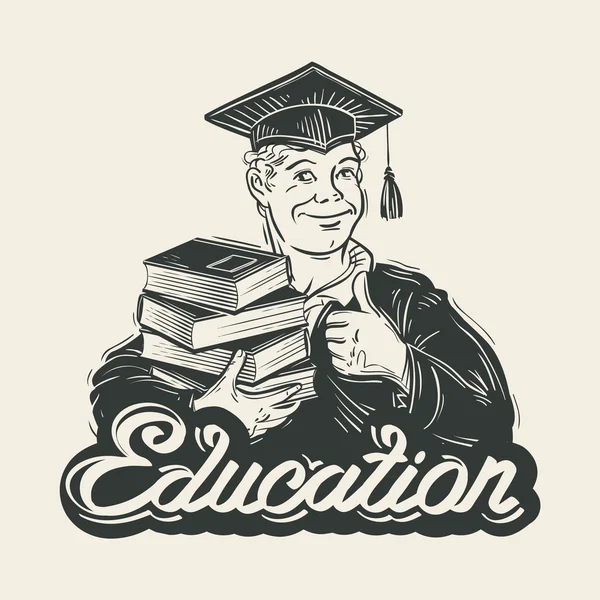 Bildung Vektor Logo Design-Vorlage. Absolvent oder Ikone — Stockvektor