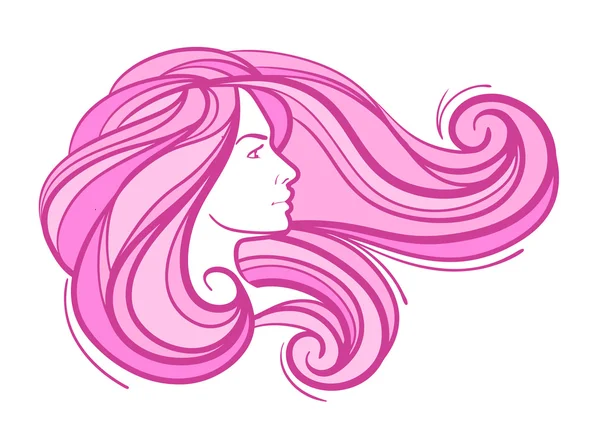 Abstrait belle jeune fille aux cheveux longs. illustration vectorielle — Image vectorielle