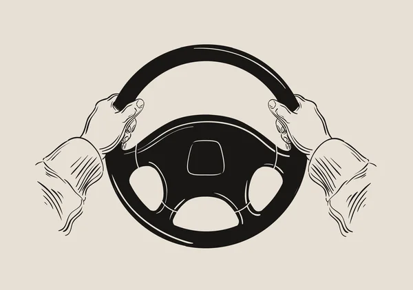 Conducteur tenant volant de voiture. graphique vectoriel — Image vectorielle