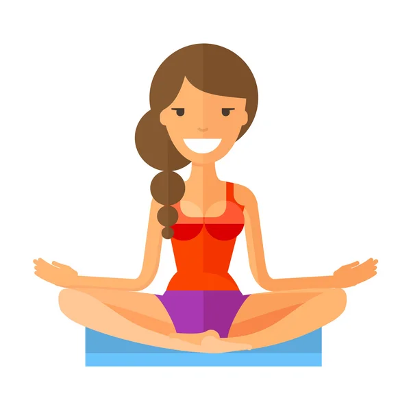 Chica joven haciendo yoga aislado sobre fondo blanco — Vector de stock