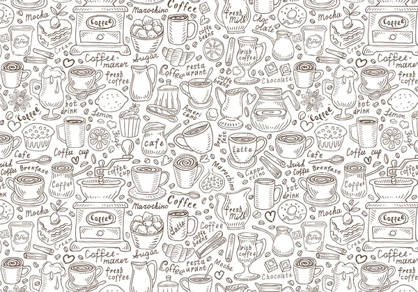 Mão desenhado vetor doodle set café. Ilustração vetorial —  Vetores de Stock