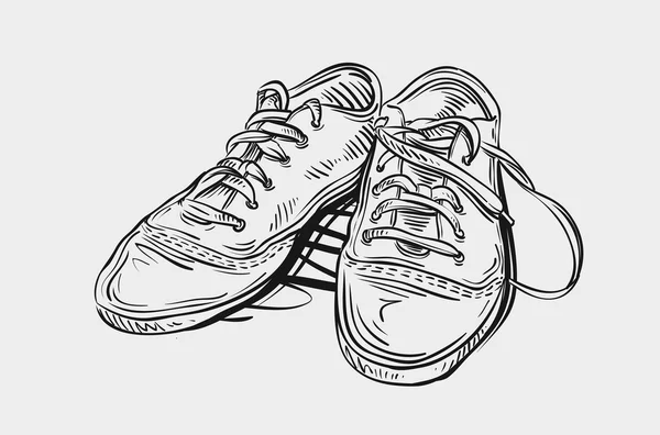 Sneakers. Hand drawn sketch shoes vector illustration — Stock Vector