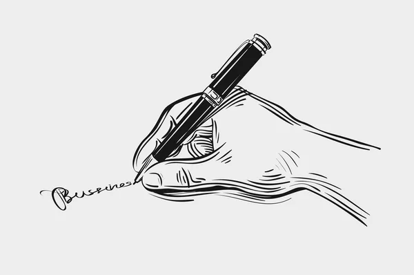 Les affaires. Esquisse dessinée à la main signant le contrat illustration vectorielle — Image vectorielle