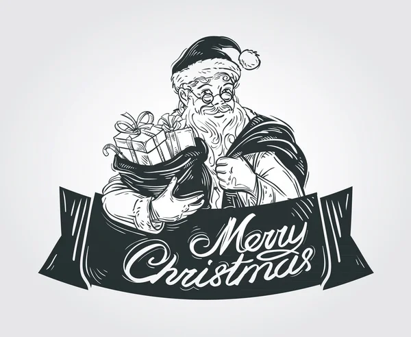 Neşeli Noel vektör logosu. Noel Baba ya da tatil simgesi — Stok Vektör