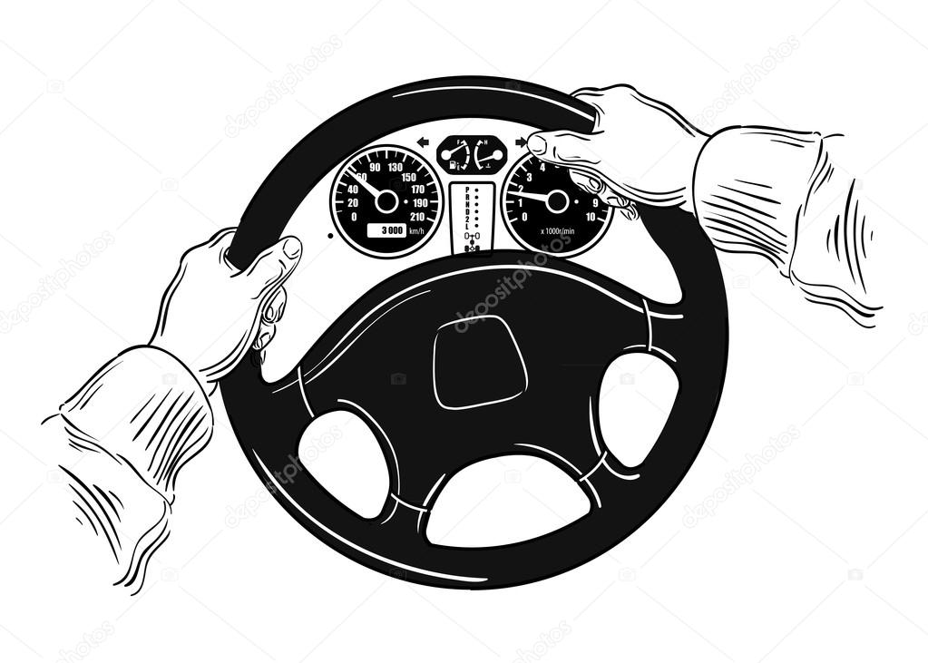 hands on the wheel. vector illustration