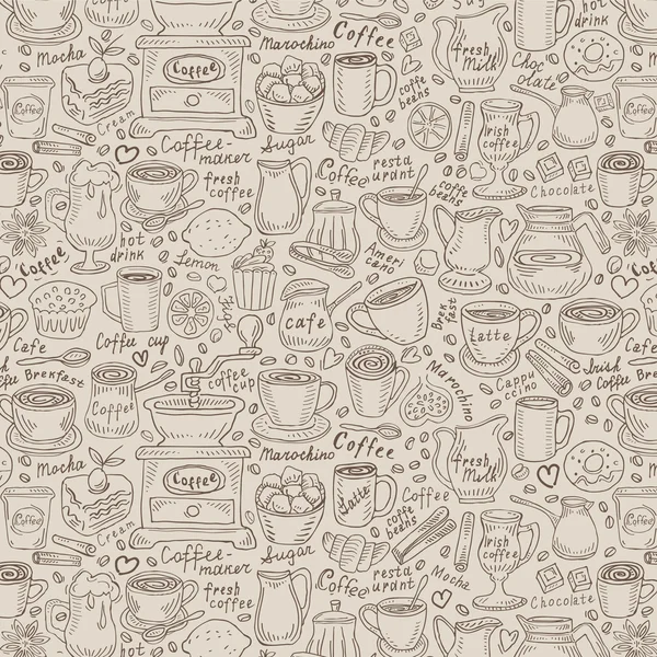 Çizilmiş doodle kahve ve çay. vektör çizim — Stok Vektör