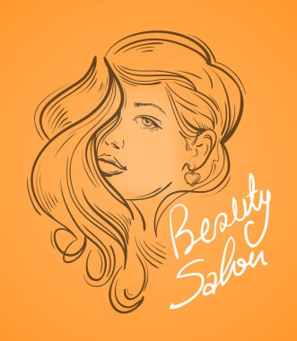 güzel genç kadın uzun saçlı. vektör çizim