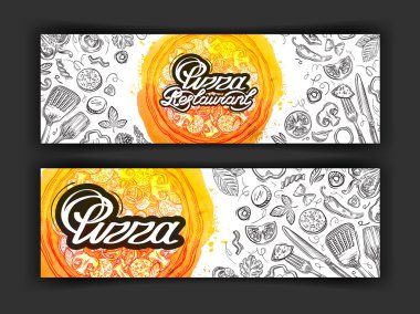 Pizza vektör logo tasarım şablonu. eatery, diner veya restoran simgeler