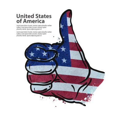 el jest başparmak. ABD bayrağı. vektör çizim