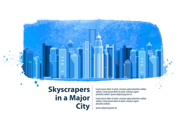 Wolkenkrabbers in een grote stad. vectorillustratie — Stockvector