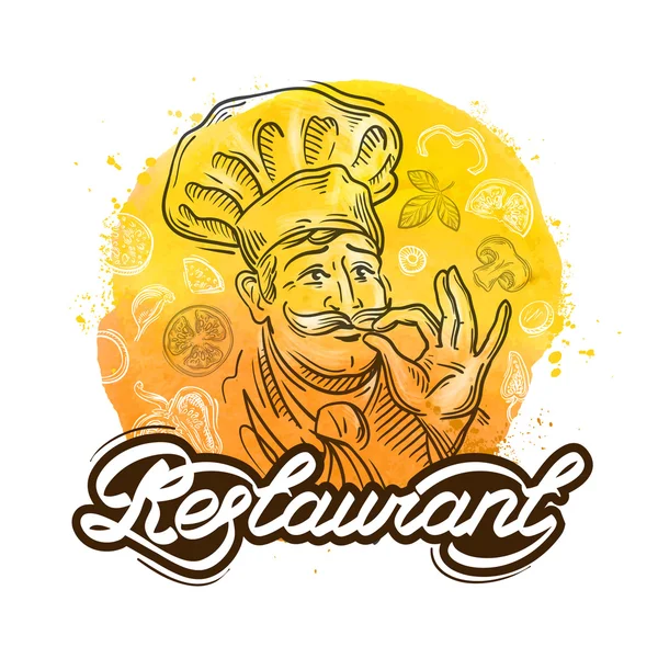 Restauracja wektor logo szablon projektu. kucharz, szef kuchni lub menu ikona — Wektor stockowy