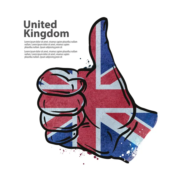 Handbewegung Daumen hoch. Flagge Englands. Vektorillustration — Stockvektor
