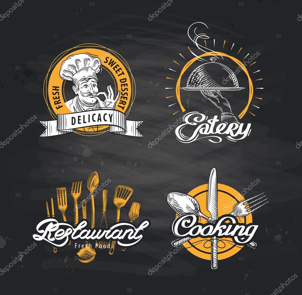 Set of logos of the restaurant or the diner. vector illustration