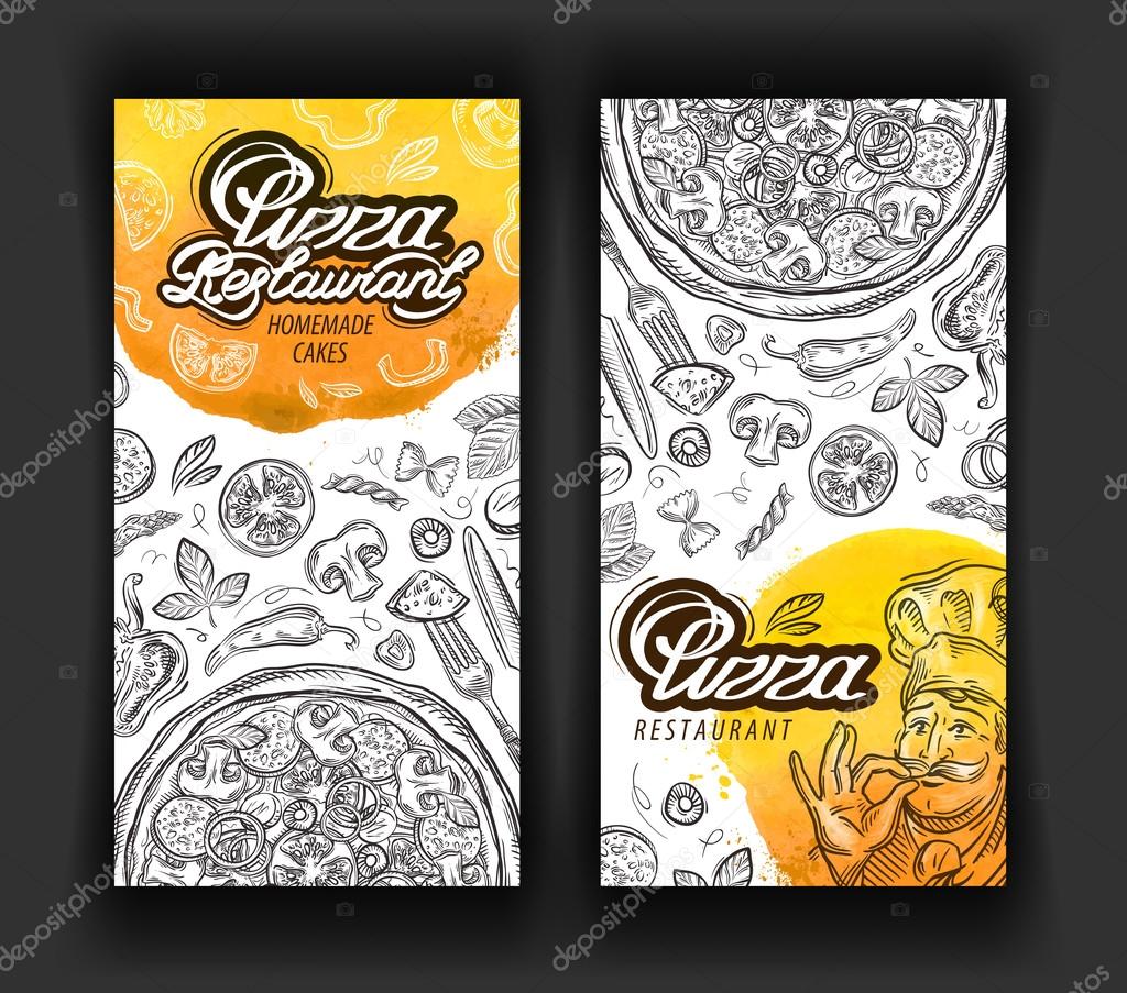 Ingredients the pizza is hand-drawn. vector illustration
