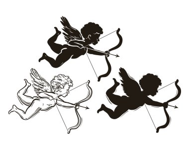 üç sevimli Sevgililer angel siluet