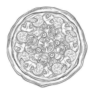 Pizza kroki. vektör çizim