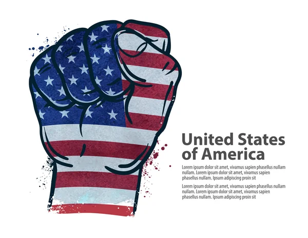 Pěst. Vlajka Usa, Spojené státy americké. vektorové ilustrace — Stockový vektor