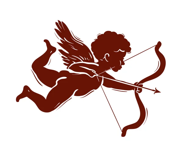 Vector silhouet van een Cupido pijl schieten — Stockvector