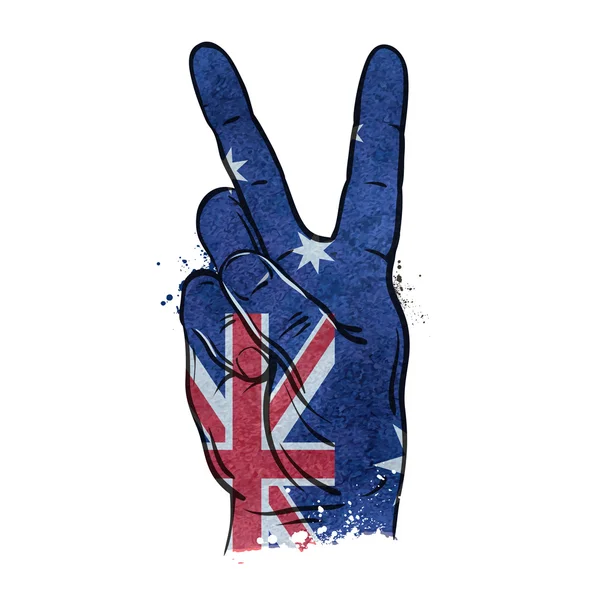 Hand gest av seger. flagga Australien. vektor illustration — Stock vektor