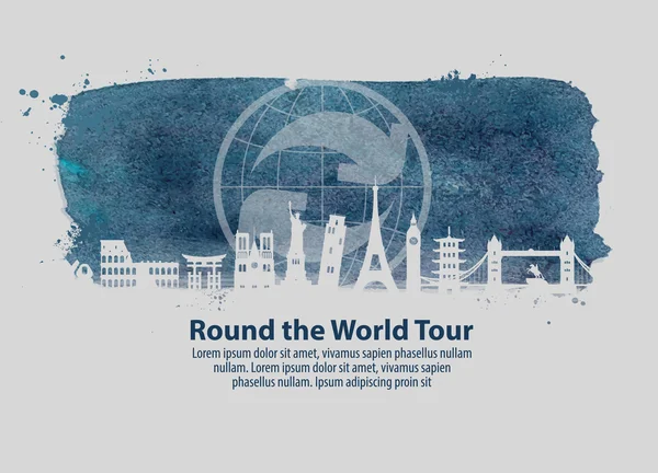 旅行矢量 logo 设计模板。旅程或周围世界图标 — 图库矢量图片