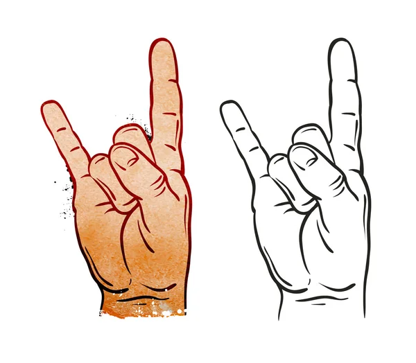 Hand in rock sign. Vector illustration — Stock Vector