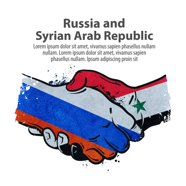 Aperto de mão. Rússia e Síria. ilustração vetorial — Vetor de Stock
