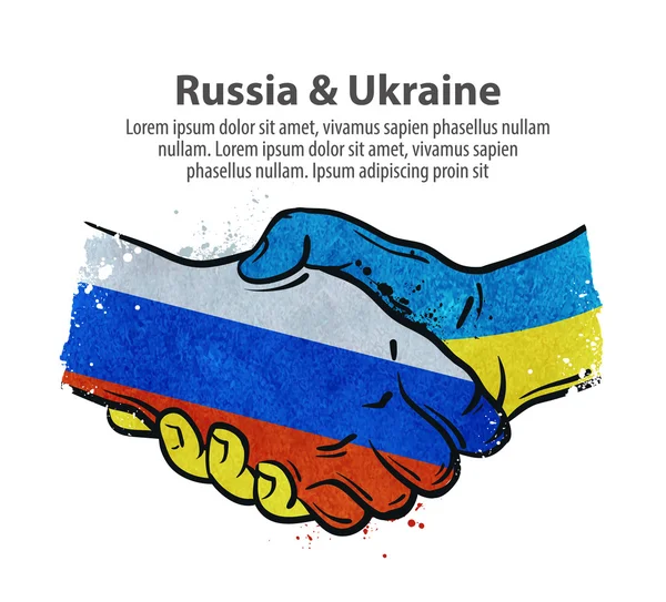 Poignée de main. Russie et Ukraine. illustration vectorielle — Image vectorielle