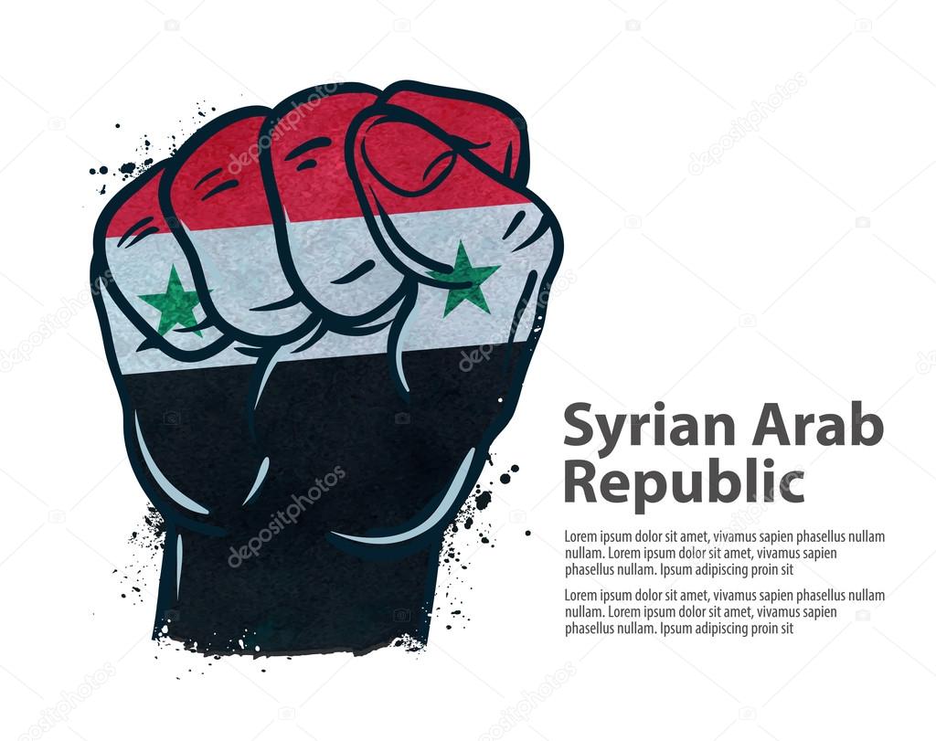 Hand fist gesture on the background of the flag isolated on white background. vector illustration