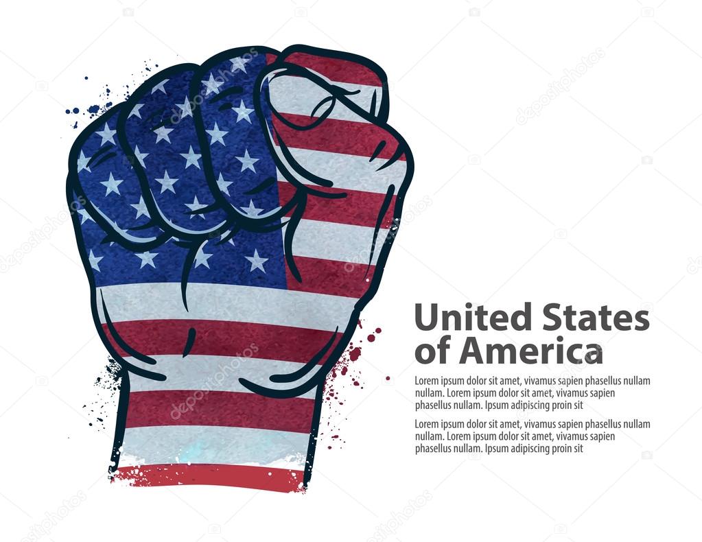 Hand fist gesture on the background of the flag isolated on white background. vector illustration
