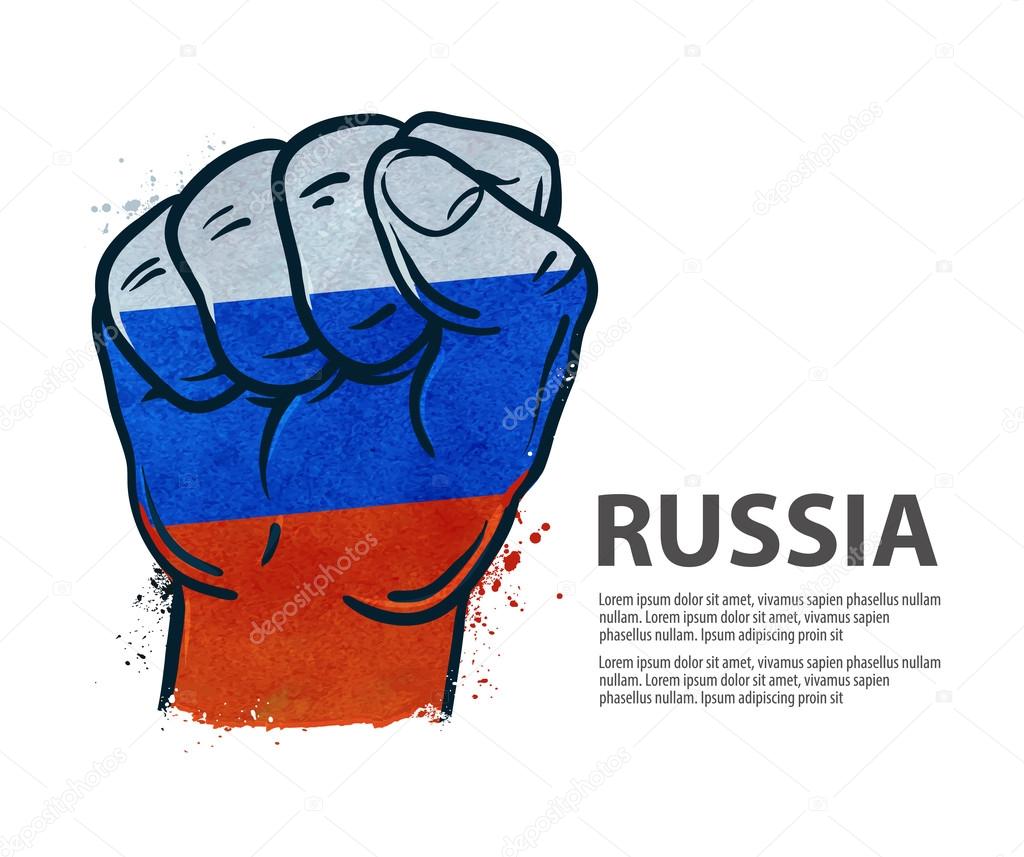 Hand fist gesture on the background of the flag isolated on white background. vector illustration