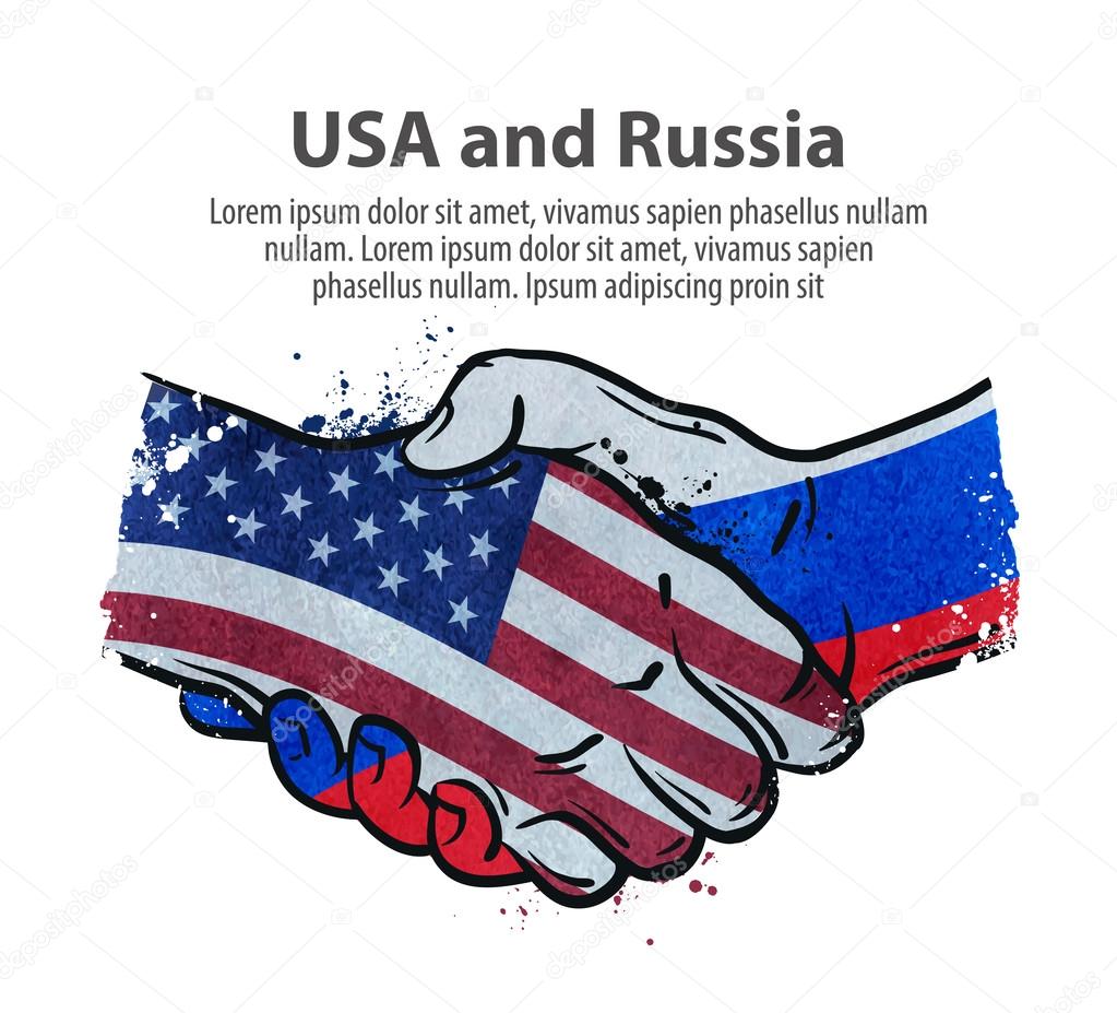 handshake. United States and Russia. vector illustration