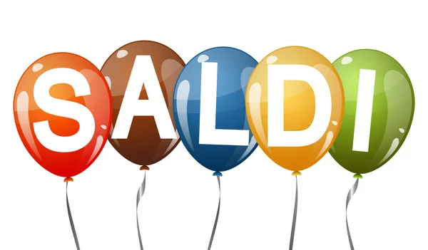 Farbige Luftballons mit Text saldi — Stockvektor