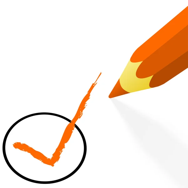 Orange pencil with hook — Stock Vector