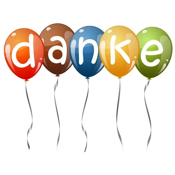 Létající balóny s textem Danke — Stockový vektor