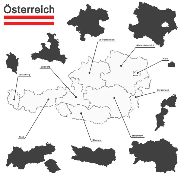 Österreich und Bundesländer — Stockvektor