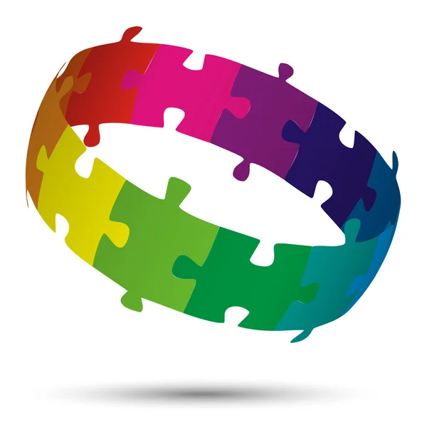 Puzzle Kreis farbig — Stockvektor